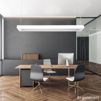 Preview: LED AB30 Pendelleuchte Microprisma 150cm 1-fl. BAP vorverdrahtet für LED Röhren T8 inkl. Abhängung und Kabel