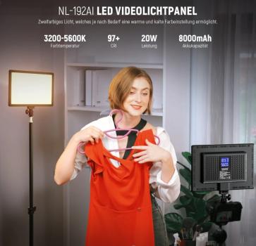 Preview: ARTbasic NL-192AI LED 20W DIM CCT 3.2-5.6K CRI97 SET inkl. Stativ