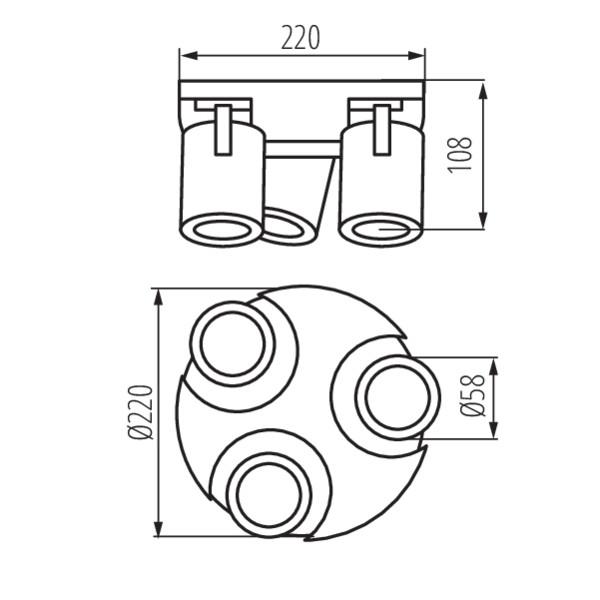 LAURIN EL3O Deckenspot rund 3xGU10 Ø22cm