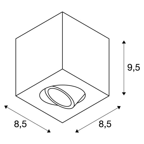 TRILEDO square Deckenspot 1xGU10  8,5x8,5cm